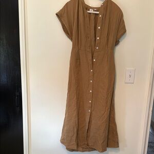 GAP Tan Buttoned Maxi Dress with Dolman Sleeves